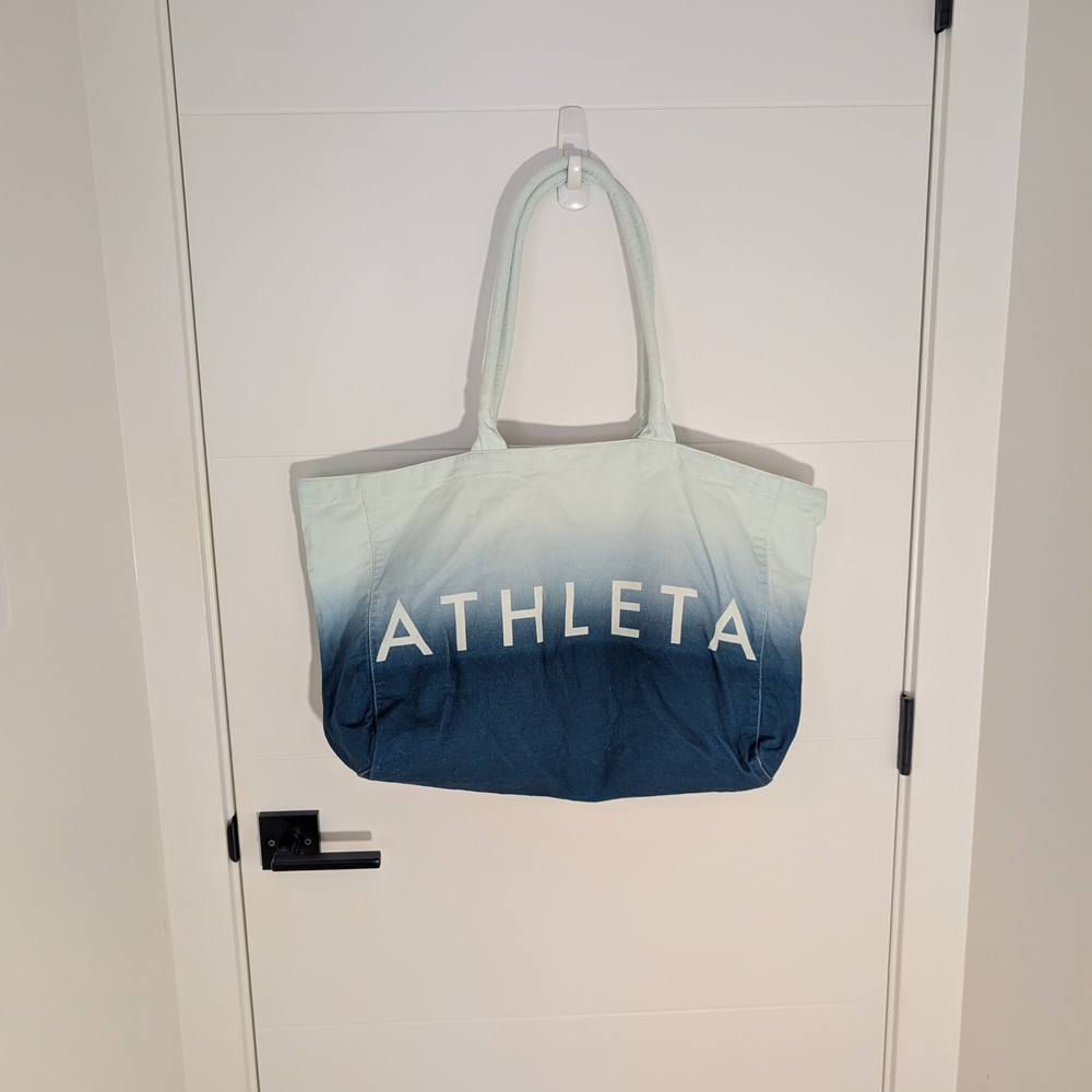 Athleta Blue White Ombre Cotton Tote Bag OS
